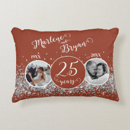 Cojín Decorativo 2 Foto "Entonces y Ahora" Aniversario de Bodas de 