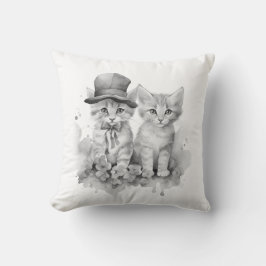 Cojín Decorativo 2 gatitos blancos y negros