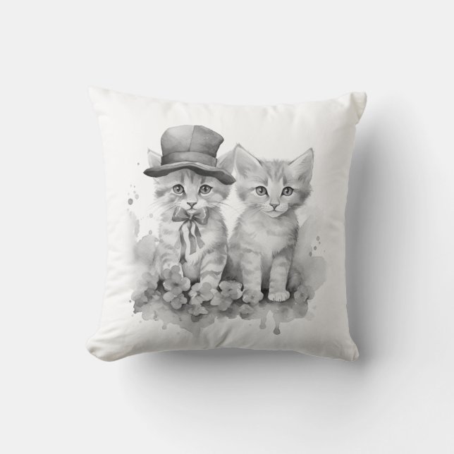 Cojín Decorativo 2 gatitos blancos y negros (Anverso)