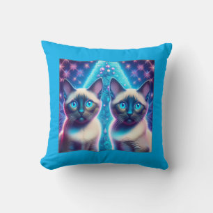 Cojín Decorativo 2 Gatitos Siameses Posando Con Árbol De Navidad