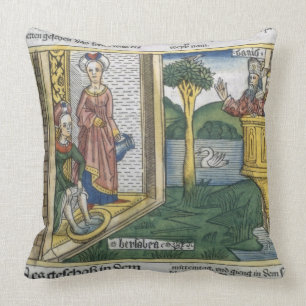 Cojín Decorativo 2 Samuel 11 1-5 David ve Bathsheba el bañarse, de