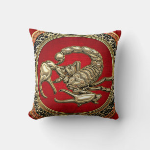 Cojín Decorativo [300] Escorpión de oro sagrado sobre rojo