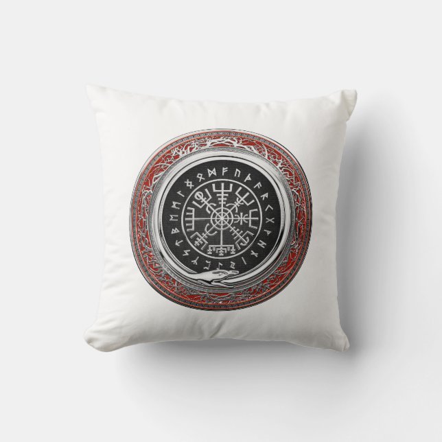 Cojín Decorativo [300] Vegvisir - Viking Silver Magic Runic Compass (Anverso)