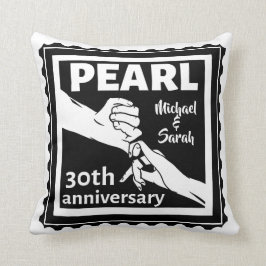 Cojín Decorativo 30.º aniversario boda negro y blanco romántico