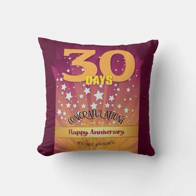 Cojín Decorativo 30 Días NOMBRE PERSONALIZADO 12 Aniversario Grande (Anverso)