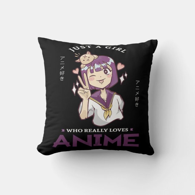 Cojín Decorativo 31. Sólo un Chica que ama realmente a Anime (Anverso)