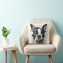Cojín Decorativo 3.ᵉʳ Agujero del Terrier de Boston destrozado