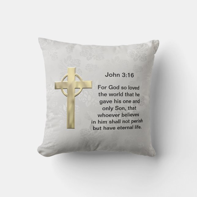 Cojín Decorativo 3:16 de Juan (blanco) (Anverso)