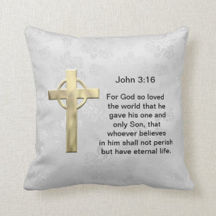 Cojín Decorativo 3:16 de Juan (blanco)