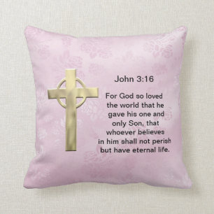 Cojín Decorativo 3:16 de Juan (rosa)