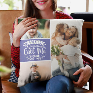 Cojín Decorativo 3 collage de familiares de fotos mamá Día de la Ma