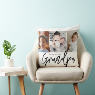 Cojín Decorativo 3 fotos personalizadas te amamos abuelo regalo