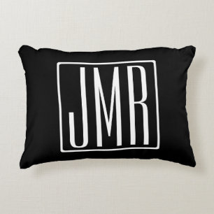 Cojín Decorativo 3 iniciales Monograma Negro y Blanco (o color di