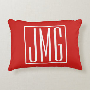 Cojín Decorativo 3 iniciales Monograma Rojo y Blanco (o color per