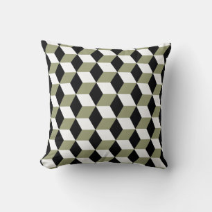 Cojín Decorativo 3D negro y blanco sabio cubica el modelo