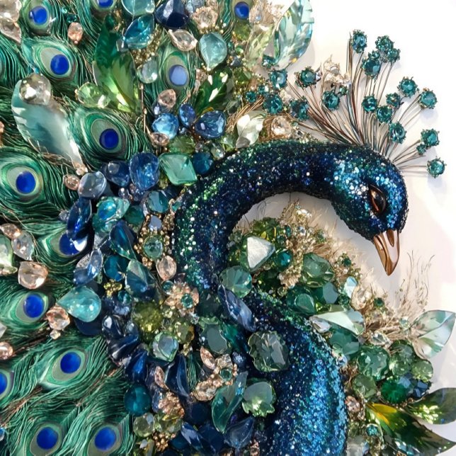 Cojín Decorativo 3D Peacock Cushion with Rubies, Emeralds,  (
This is my original design, featuring a majestic peacock adorned with rubies, )