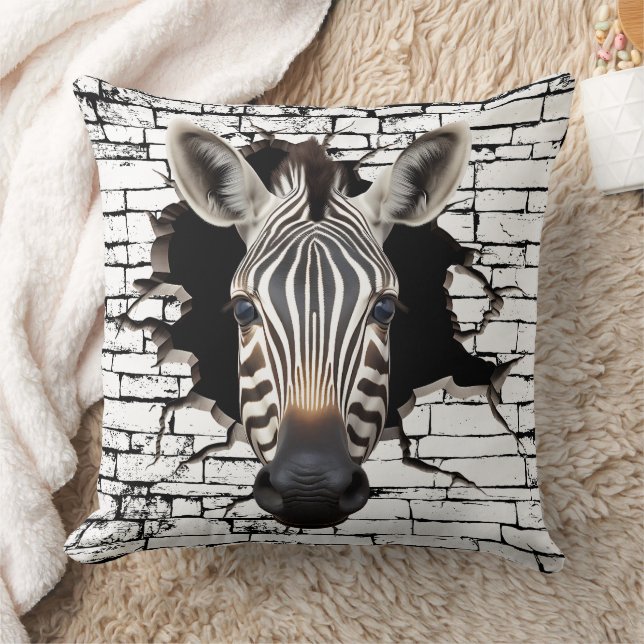 Cojín Decorativo 3D Zebra Wall Break Art – Realistic Safari (Manta)
