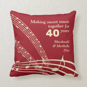 Cojín Decorativo 40º Boda RUBY Modernas NOTAS MUSICALES