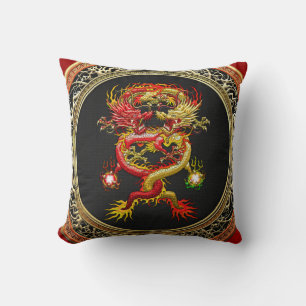Cojín Decorativo [400] Dragones rojos y amarillos