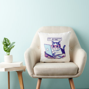 Cojín Decorativo 404 Motivación No Encontrada Gato Pixel Divertido 