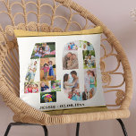 Cojín Decorativo 40.º cumpleaños número 40 Collage de fotos neutral<br><div class="desc">Regalo de cumpleaños 40 personalizado. Esta almohada decorativa personalizado tiene un claro collage de fotos en forma de número 40 con arena beige neutra / bordes amarillos mudos y una tipografía moderna de bronce. La plantilla está preparada para que usted añada sus fotografías, trabajando en el sentido de las agujas...</div>