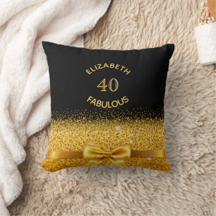 Cojín Decorativo 40 fabuloso nombre del arco dorado negro
