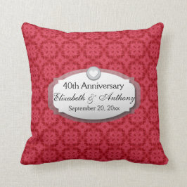 Cojín Decorativo 40.o Rojo de rubíes Z06 del aniversario de boda