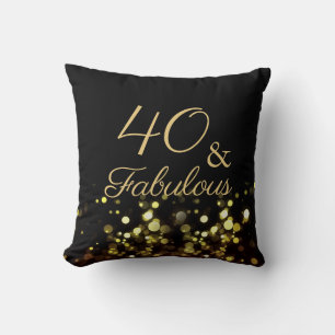 Cojín Decorativo 40 y fabuloso cumpleaños negro y oro