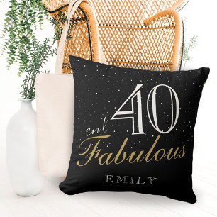 Cojín Decorativo 40 y fabuloso elegante negro 40 cumpleaños