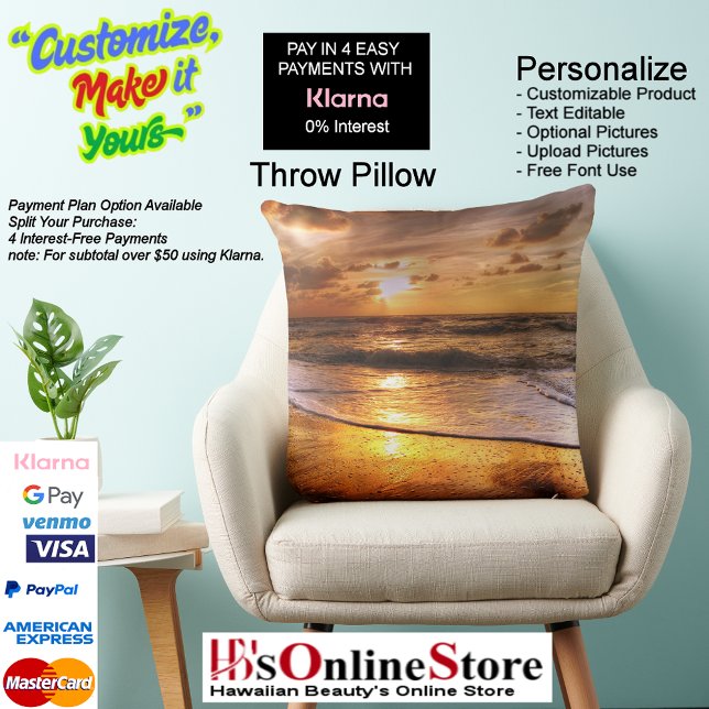 Cojín decorativo 44 Sunset Beach Polyester (Sunset Beach Polyester Large Throw Pillow 44.)
