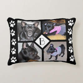 Cojín Decorativo 4 COLLAGE DE FOTOS | Huellas negras iniciales del 