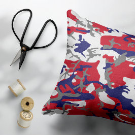 Cojín Decorativo 4 de Julio, Día de la Independencia, Gris Camuflaj