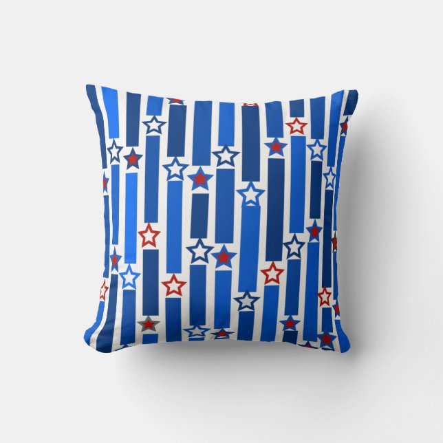 Cojín Decorativo 4 de julio Estrellas y rayas (Anverso)