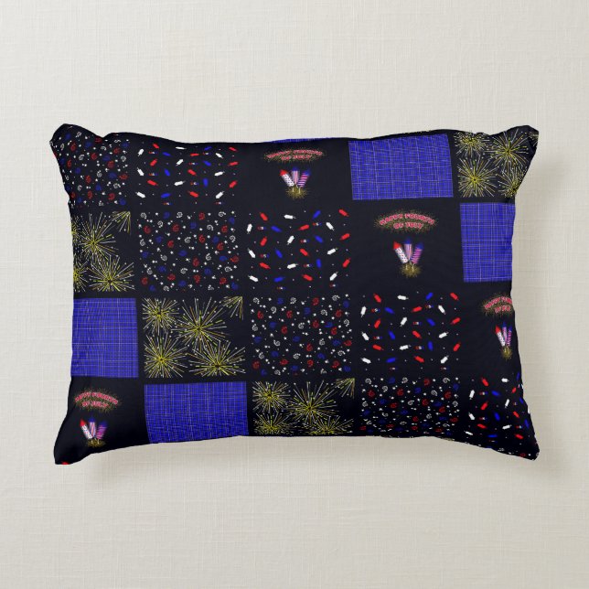 Cojín Decorativo 4 de julio Patrón de parches - 4 de julio (Anverso)