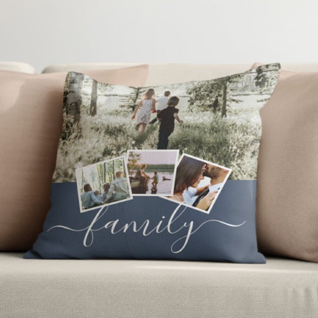 Cojín Decorativo 4 Familia Collage de fotos personalizada (4 Photo Collage Family Personalized Throw Pillow by Ricaso. Photo gifts made by you. Easy template)