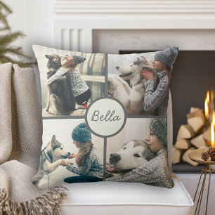 Cojín Decorativo 4 Foto Mascota Perro personalizado con nombre