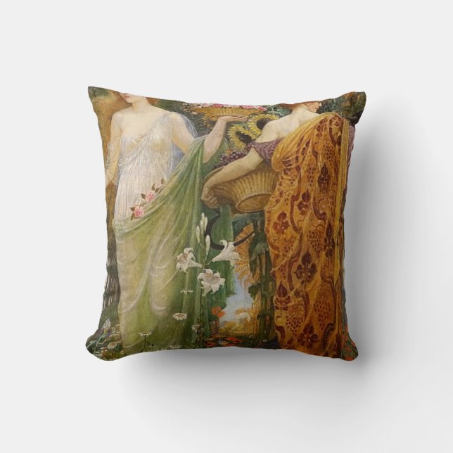 Cojín Decorativo 4 Temporadas De Walter Crane (Anverso)