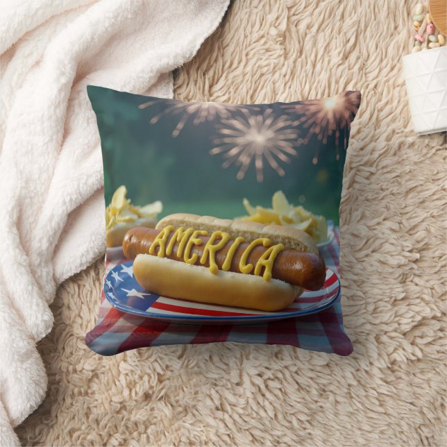 Cojín Decorativo 4th of July Hot Dog and Fireworks (Manta)