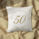 Cojín Decorativo 50.º Aniversario del Oro Confetti de Polvo<br><div class="desc">50.º BODA ANIVERSARIO DE ORO POLVO CONFETTI CUSHION PILLOW. Personalizado con sus nombres en oro falso y un hermoso guión "50" (o un primer monograma) en un delicado fondo de confeti dorado. Diseñado por Thisisnotme©</div>
