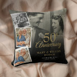 Cojín Decorativo 50.º Boda Aniversario 5 Collage de fotos<br><div class="desc">Personalice con sus 5 fotos favoritas y sus detalles especiales de celebración del 50 aniversario de los bodas dorados en la tipografía de la moda. Diseñado por Thisisnotme©</div>
