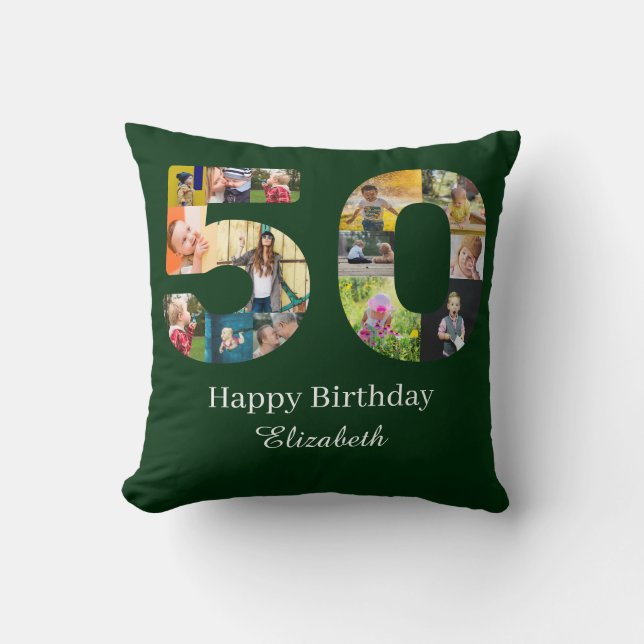 Cojín Decorativo 50.º Cumpleaños Crea tu propio Personalizado multi (Anverso)