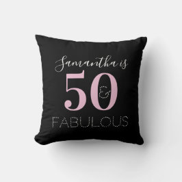 Cojín Decorativo 50.º cumpleaños Rosa Negro personalizado