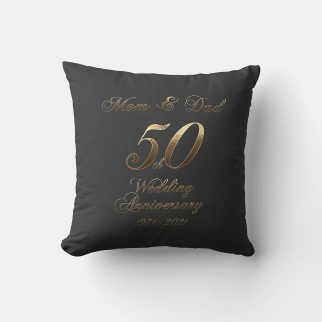 Cojín Decorativo 50° aniversario Boda Bodas de oro padres (Anverso)