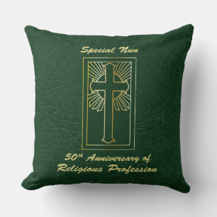 Cojín Decorativo 50° Aniversario de la Profesión Religiosa Verde