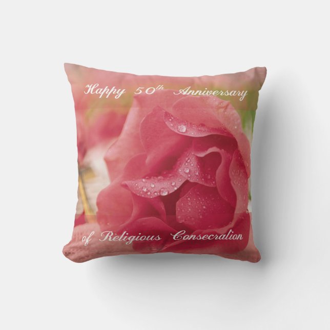 Cojín Decorativo 50° Aniversario del Rosa de la Consección Religios (Anverso)