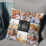 Cojín Decorativo 50 años collage moderno de fotos en negro simple<br><div class="desc">Hola cincuenta cumpleaños 50 regalo de decoración de hogar de almohada multicapa negra moderna de color multicolor . Diseño de texto de escritura moderno. Parte de una colección.</div>
