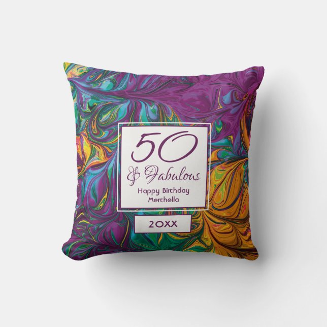 Cojín Decorativo 50 y fabuloso resumen Personalizado Keepsake (Anverso)