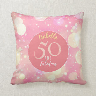 Cojín Decorativo 50 y rosa de color salmón chispeante fabuloso y