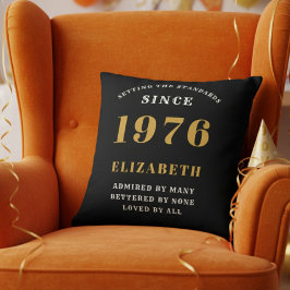 Cojín Decorativo 50th Birthday Gift Personalized 1976 Black Gold