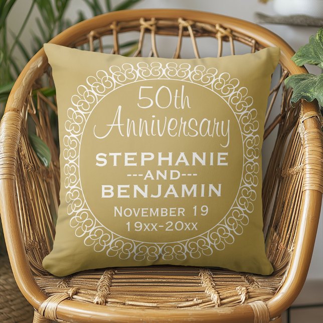 Cojín Decorativo 50th Wedding Anniversary Personalized (Custom Anniversary Pillow)